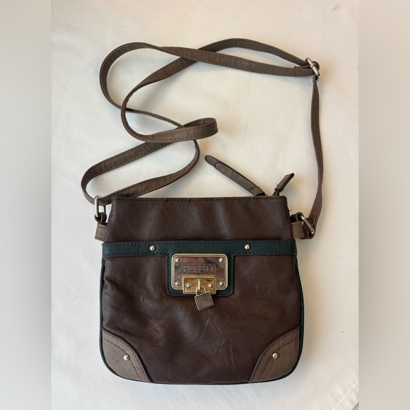 Rosetti Handbags - Rosetti Dark Brown Crossbody Bag with Black Trim